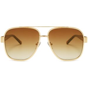 SOJOS Retro Oversized Square Aviator Sunglasses for Women Men Classic UV400 Protection Shades SJ1214, Gold/Gradient Brown