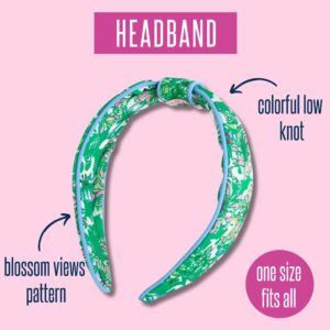 Lilly Pulitzer Low Know Headband for Women, Colorful Knotted Headband, Cute Hair Accessories for Women (Blossom Views)