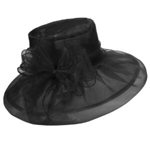 Komorebi Kentucky Derby Hats for Women Organza Fascinator Hats Tea Party Hats Bridal Church Wedding Headwear Black One Size