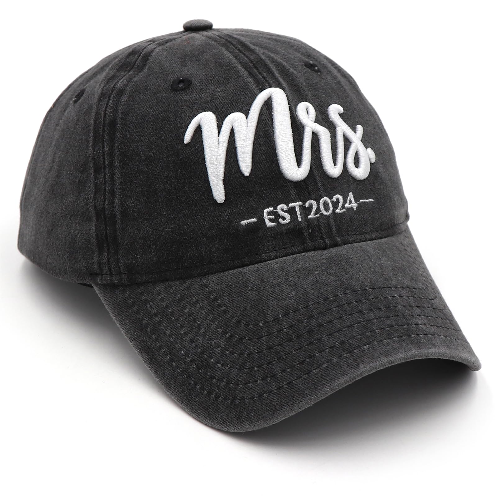 Mr and Mrs EST 2024 Hats for Men Women, Bride Groom Hat 3D Embroidered Baseball Cap Newlywed Honeymoon Wedding Gifts for Couples