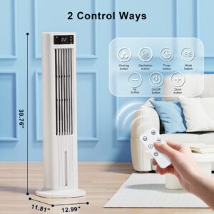 Antarctic Star Evaporative Air Cooler, 40" Cooling Fan that Blow Cold Air, Swamp Cooler with 80° Oscillation, Bladeless Tower Fan for Home, Office, Removable Water Tank, 24H Timer, Remote Control