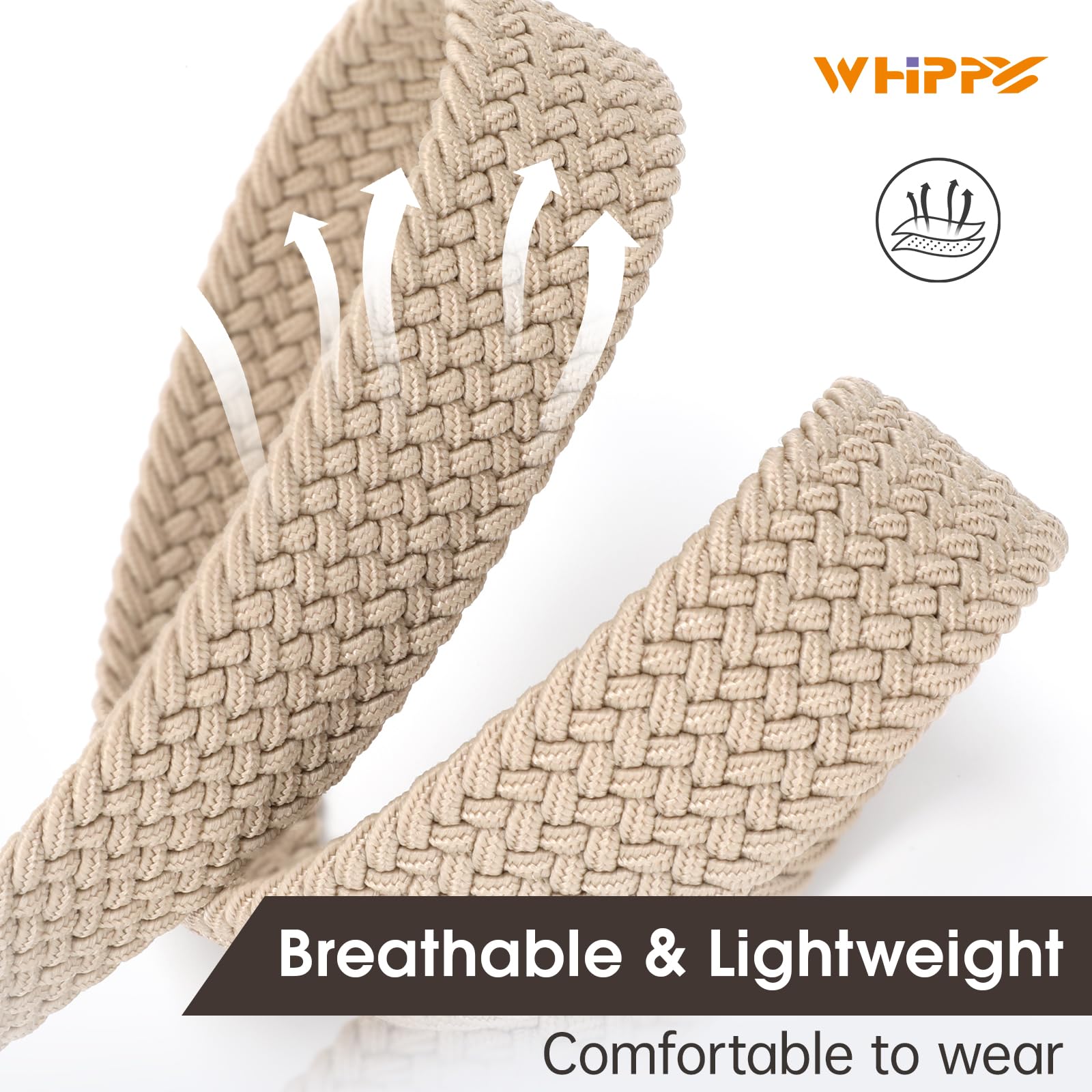 WHIPPY Braided Woven Stretch Belt Women Men Web Casual Unisex Mixed Color Woven Elastic Golf Belts for Jeans Pants S