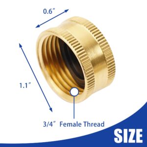 Hourleey Brass Garden Hose End Caps, 2 Pack 3/4" Female End Cap, Garden Hose End Caps with 2 Washers