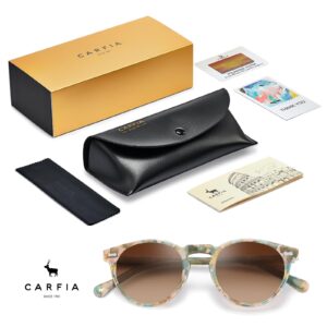 CARFIA Designer Acetate Polarized Sunglasses for Women UV Protection with Sunglasses Case CA5288