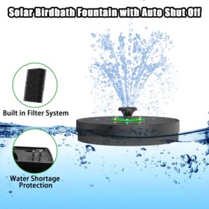 Yzert Solar Fountain with LED Lights Green Flower, 3.5W Glass Solar Bird Bath Fountains Pump with 2200 mAh Battery, Solar Water Fountain for Bird Bath, Garden, Outdoor, Pond -Black Panel Colorful