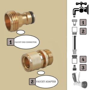 Hourleey Garden Hose Quick Connector, Solid Brass 3/4 Inch GHT Thread Garden Quick Connect Kit, Male and Female No-Leak Water Hose Fittings (6 Set)