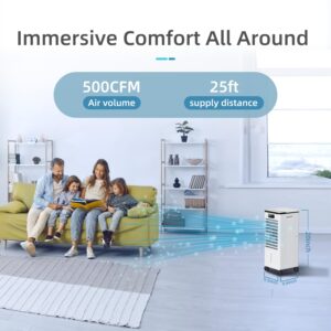 Portable Air Conditioners, 3-IN-1 Evaporative Swamp Cooler Air Conditioner, 4 Modes & 3 Speeds, 12H Timer, LED Display, Remote & Touch Control, 4 Wheels with Latches, Swamp Cooler for Bedroom,Indoor