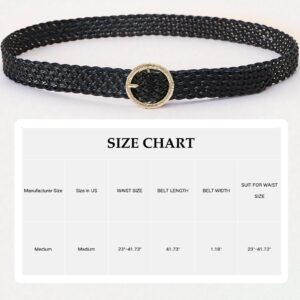 RMMVJJ Gold Belt for Women Woven PU Leather Womens Belts for Jeans Dresses Glitter Woman Gold Belts Gold M