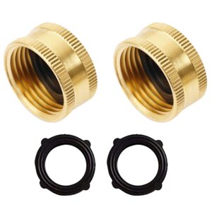 hourleey brass garden hose end caps, 2 pack 3/4" female end cap, garden hose end caps with 2 washers