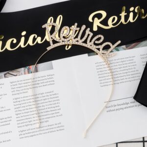 Didder Gold Retirement Party Headband and Officially Retired Sash - Celebration Decorations and Gifts for Her