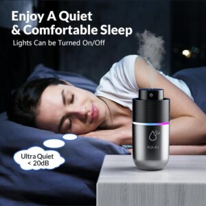 KQLKJ Portable Small Cool Mist Humidifiers, 300ML Quiet Mini Car Humidifier, 2 Mist Modes & Colorful Night Light - USB Personal Desktop Humidifier for Car, Travel, Plants, Office, Baby Room