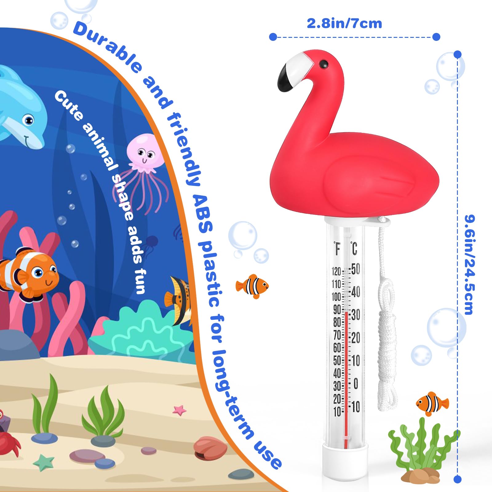 Floating Pool Thermometer, Pool Temperature Thermometer for Cold Plunge, Large Display, Easy to Read, Shatter Resistant, for Outdoor & Indoor Swimming Pools, Spas, Hot Tubs & Aquariums