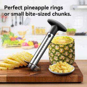 ZAFNAH Pineapple Corer and Slicer Tool, Pineapple Cutter and Corer, Stainless Steel Pineapple Peeler, Easy Pineapple core remover decorer, Eye Removal Tool, Pelador De Piña (Black with Measure marks)