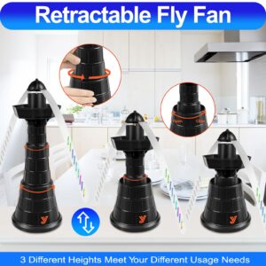 YOHHOS Fly Fans for Tables - Fly Repellent Fan Indoor Outdoor with Holographic Blades, 3 Heights Adjustable,Portable Bug Repellent Foldable Food Fans for Picnic,Party,Kitchen,BBQ (4 Pack)