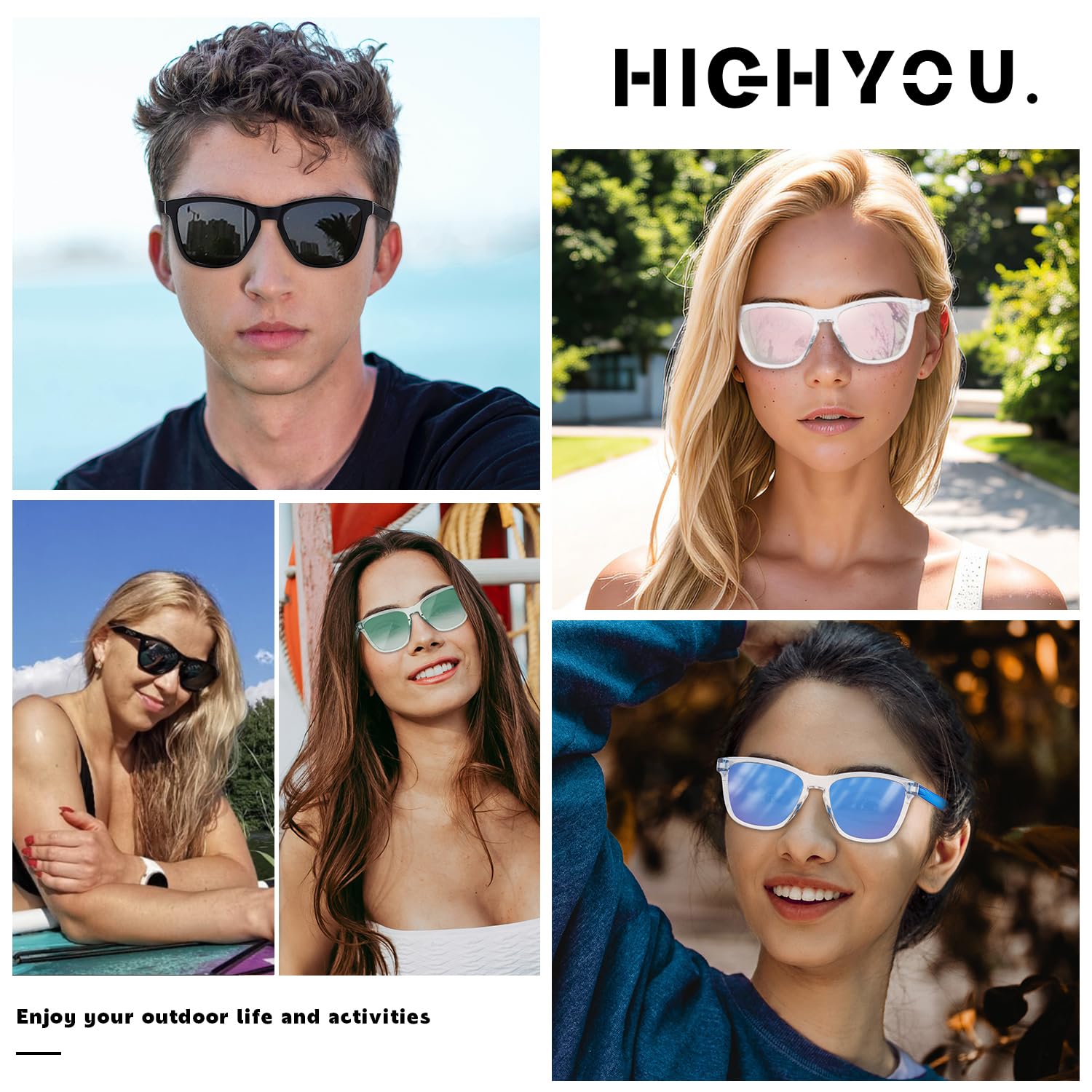 Highyou Polarized Sunglasses Women Men Trendy Classic Fashion Retro Driving shades Sun Glasses (Black+Double Brown)