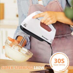 Showvigor Handmixer Electric Handheld - 7 Speed Portable Kitchen Mixer Electric with 5 Stainless Steel Accessories Whisk, Food Beater for Whipping Mixing Cookies Cakes Eggs Dough