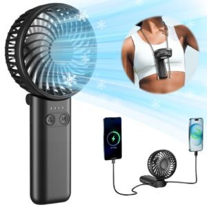 handfan 2024 handheld fan, 5 speeds strong airflow hand fan [max 27 working hours], 180° foldable compact design personal fan handheld with portable charger for travel/disney/concerts/women(black)