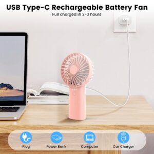 Portable Handheld Fan,3 Speeds Powerful Personal Fan with Flashlight, USB Rechargeable 2400mAh Battery Operated Fan for 3-15 hours, Mini Pocket Fan for Travel, Outdoor, Office