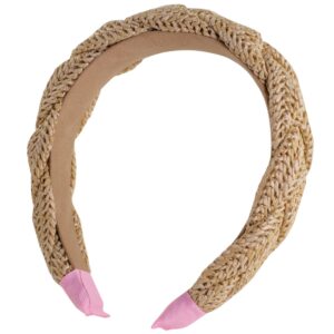 lilly pulitzer women's fashion headband, woven raffia hair accessories for teens and adults, natural