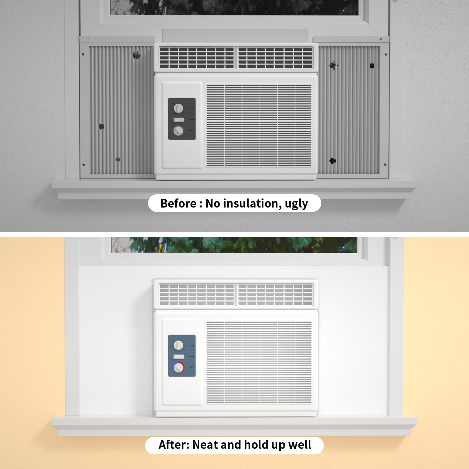 SZZSAF Window Air Conditioner Side Insulated Panel, 1PIC Full Surround Insulation Panels Window Seal Kit, WinterSummer Winter Heat and Draft Insulating,Insulation foam material (WHITE)