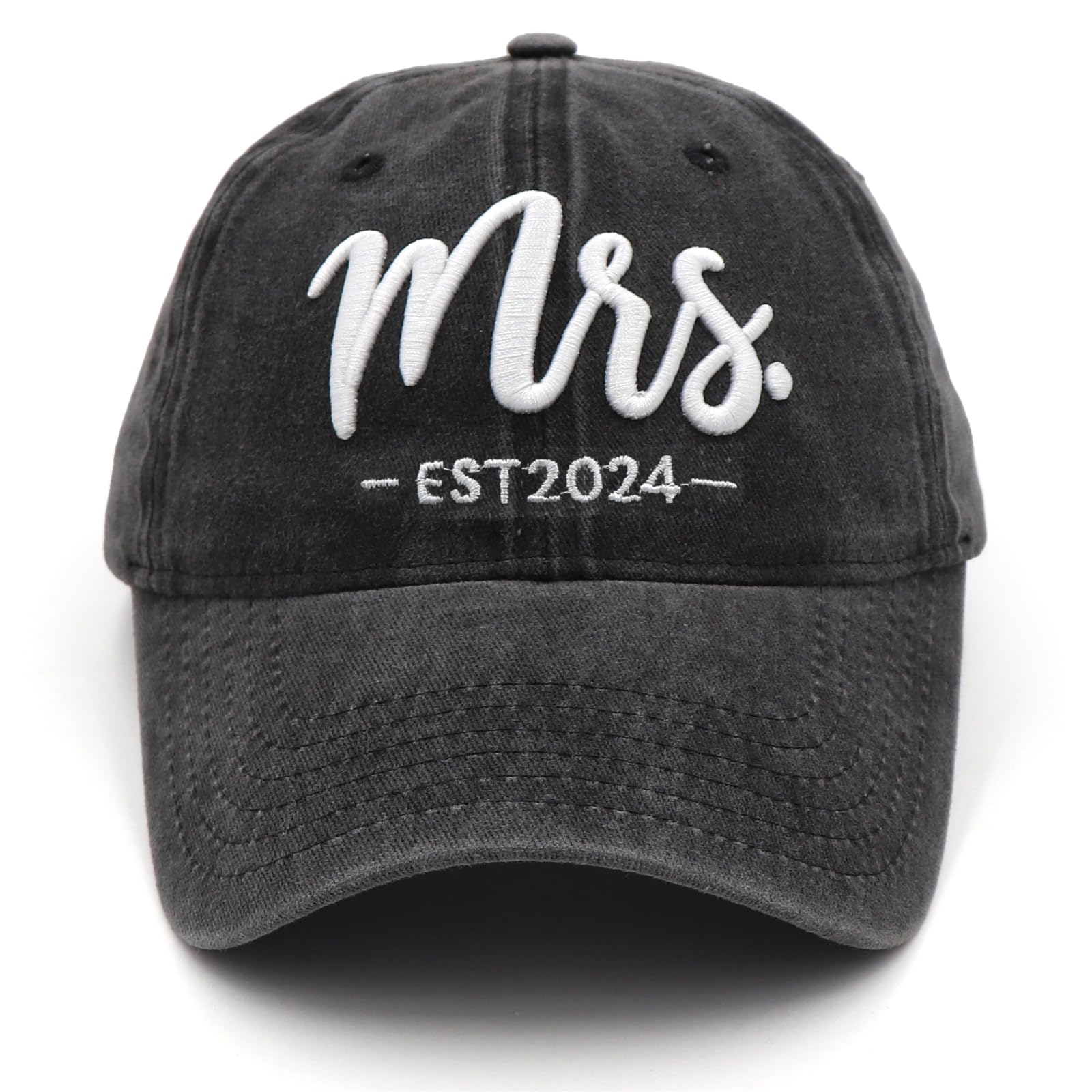 Mr and Mrs EST 2024 Hats for Men Women, Bride Groom Hat 3D Embroidered Baseball Cap Newlywed Honeymoon Wedding Gifts for Couples