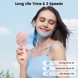 Portable Handheld Fan,3 Speeds Powerful Personal Fan with Flashlight, USB Rechargeable 2400mAh Battery Operated Fan for 3-15 hours, Mini Pocket Fan for Travel, Outdoor, Office