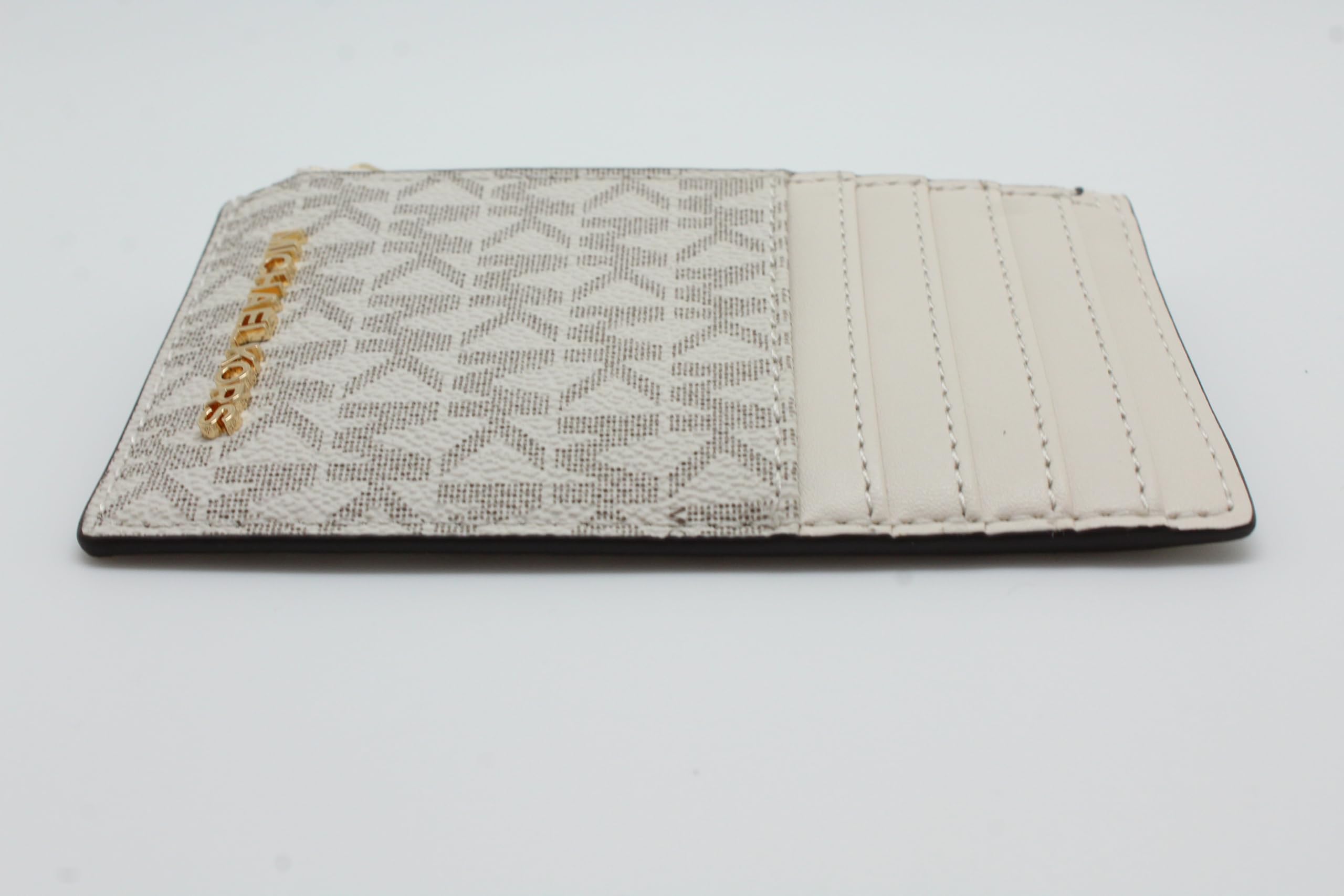 Michael Kors Jet Set Travel Top Zip Card Case Wallet Coin Pouch Light Cream Multi