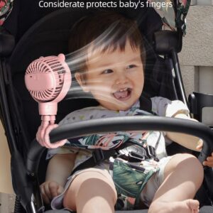 ASNUG Portable Mini Stroller Fan, Battery Operated Small Clip on Fan, Detachable Flexible Tripod Baby Fan with 3 Speed, Rechargeable Personal Fan for Car Seat Crib Treadmill Travel