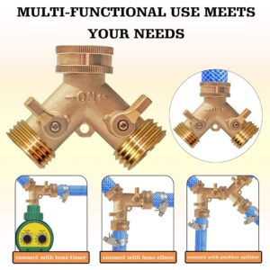 Hourleey 2 Way Hose Splitter, 3/4" Brass Hose Y Splitter with 2 PCS Garden Hose Extension Hose Coiled Spring Protectors and 6 Rubber Washers