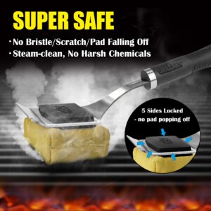 GRILLART Grill Brush for Outdoor Grill Bristle Free - Reinforced Grill Cleaner Scraper BBQ Brush - Replaceable Head Barbecue Grill Cleaning Brush - Safe BBQ Accessories Grill Tools - Gifts for Men/Dad