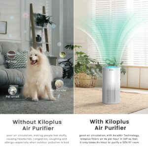 Afloia Air Purifiers for Home Large Room Up to 1076 Ft² with Smart WiFi White, 2 Packs Afloia Pet Allergy Filter