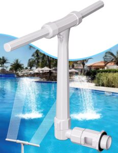 egepon pool fountains for above and inground pools, pool waterfall with 2 adjustable sprinkler heads and 2 adapter, water temperatures cooler swimming pool spray accessories, white