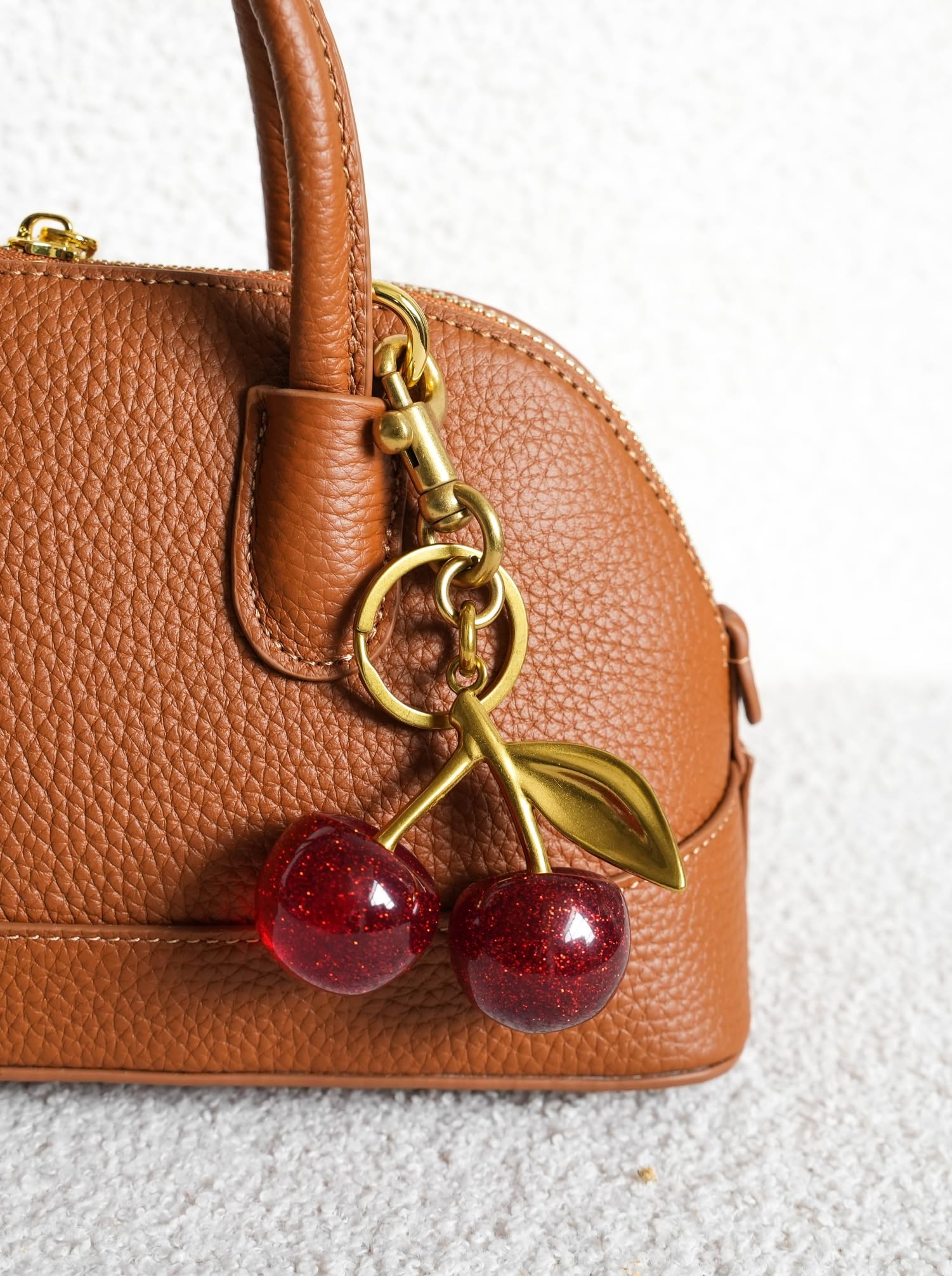 MINKARS Cherry Bag Charm, Cherry Keychain Accessory Purse Charm