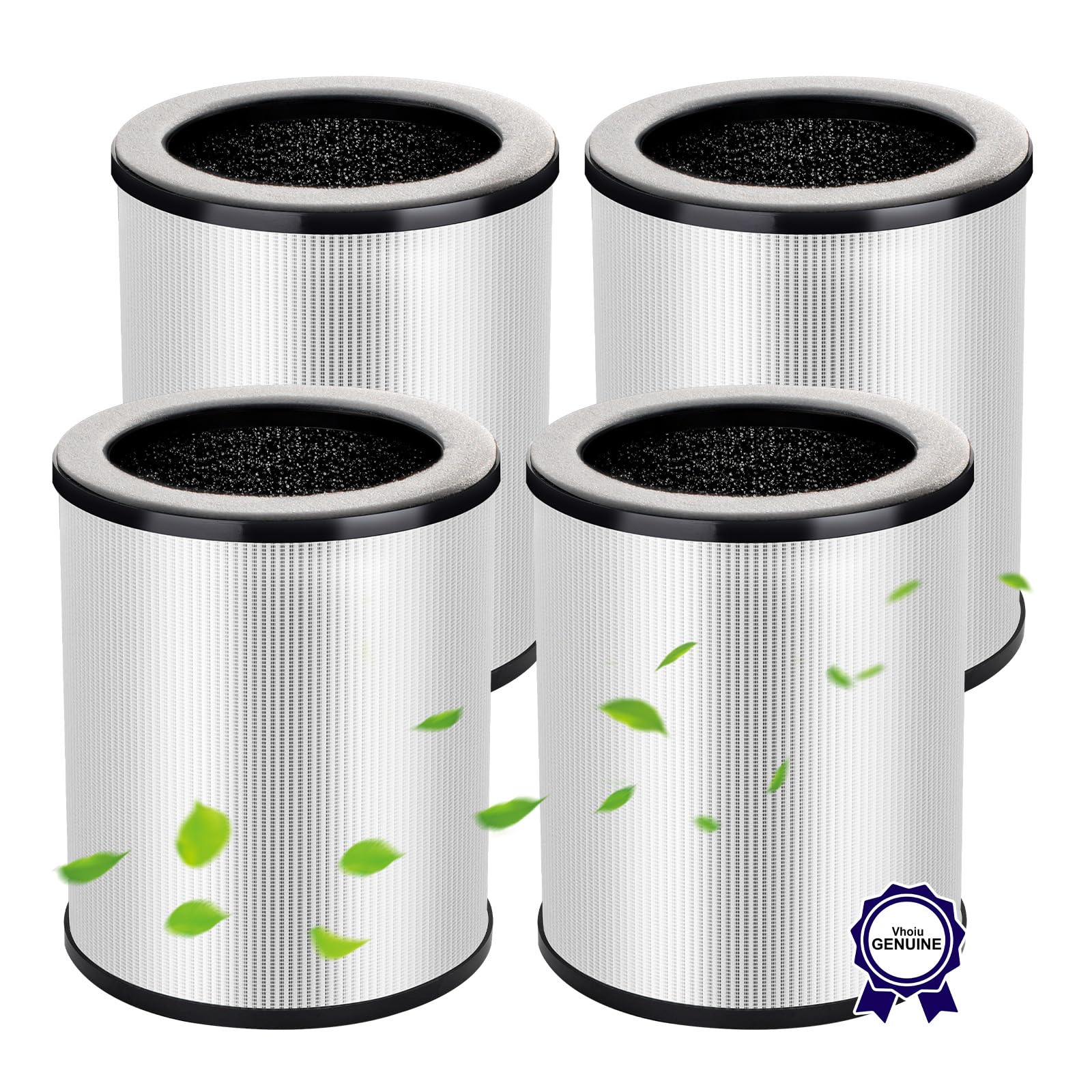 (4 PACK) KJ50 Replacement Filter Compatible with Vhoiu KJ50 Air Purifier Black/White, 360° Rotating 3-in-1 Filter of H13 True HEPA Filter, (Official Original Filter, Not Suitable for Other Models)