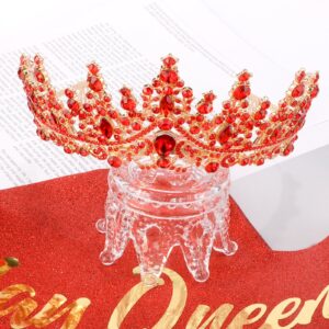 KICOSY Birthday Sash and Crown for Women Red Birthday Headband and Birthday Queen Sash Set Happy Birthday Tiara for Women Crystal Birthday Crown Adult Women Birthday Decorations