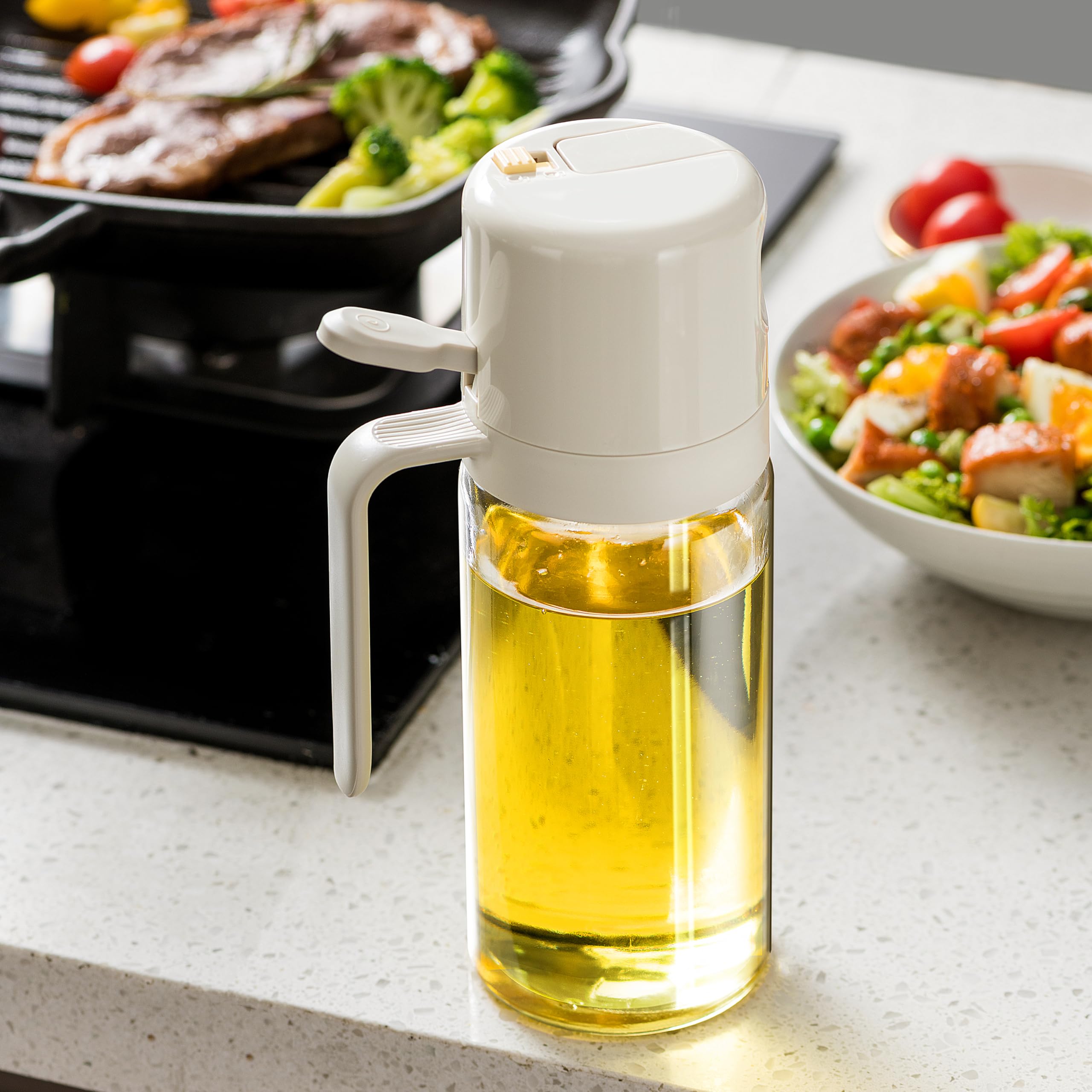 MDZF SWEET HOME 2 in 1 Olive Oil Dispenser and Oil Sprayer Bottle,18oz Oil Dispenser Bottle for Kitchen,Oil Sprayer for Cooking, Kitchen, Salad, Barbecue