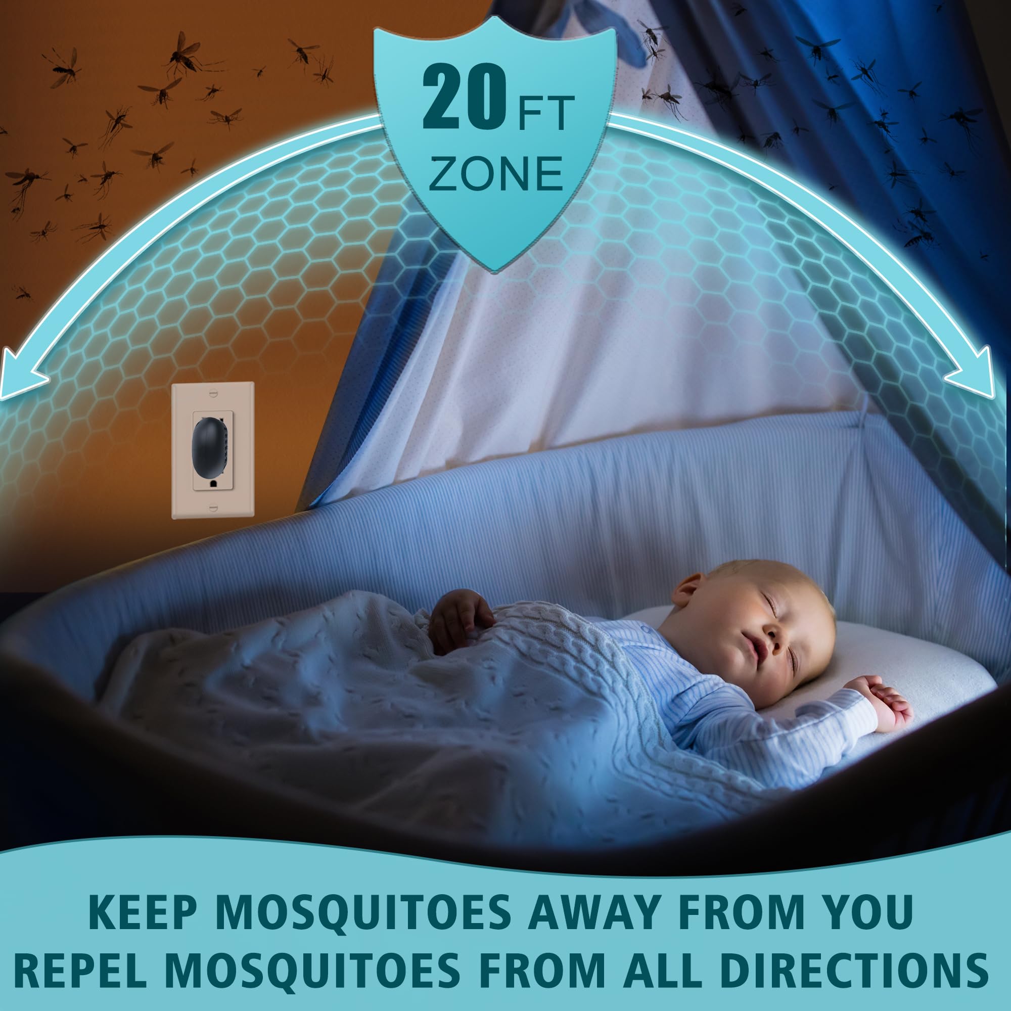 Moskiller Mosquito Repellent,Mosquito Repeller USB Powered Indoor Outdoor with 20' Mosquito Protection Zone