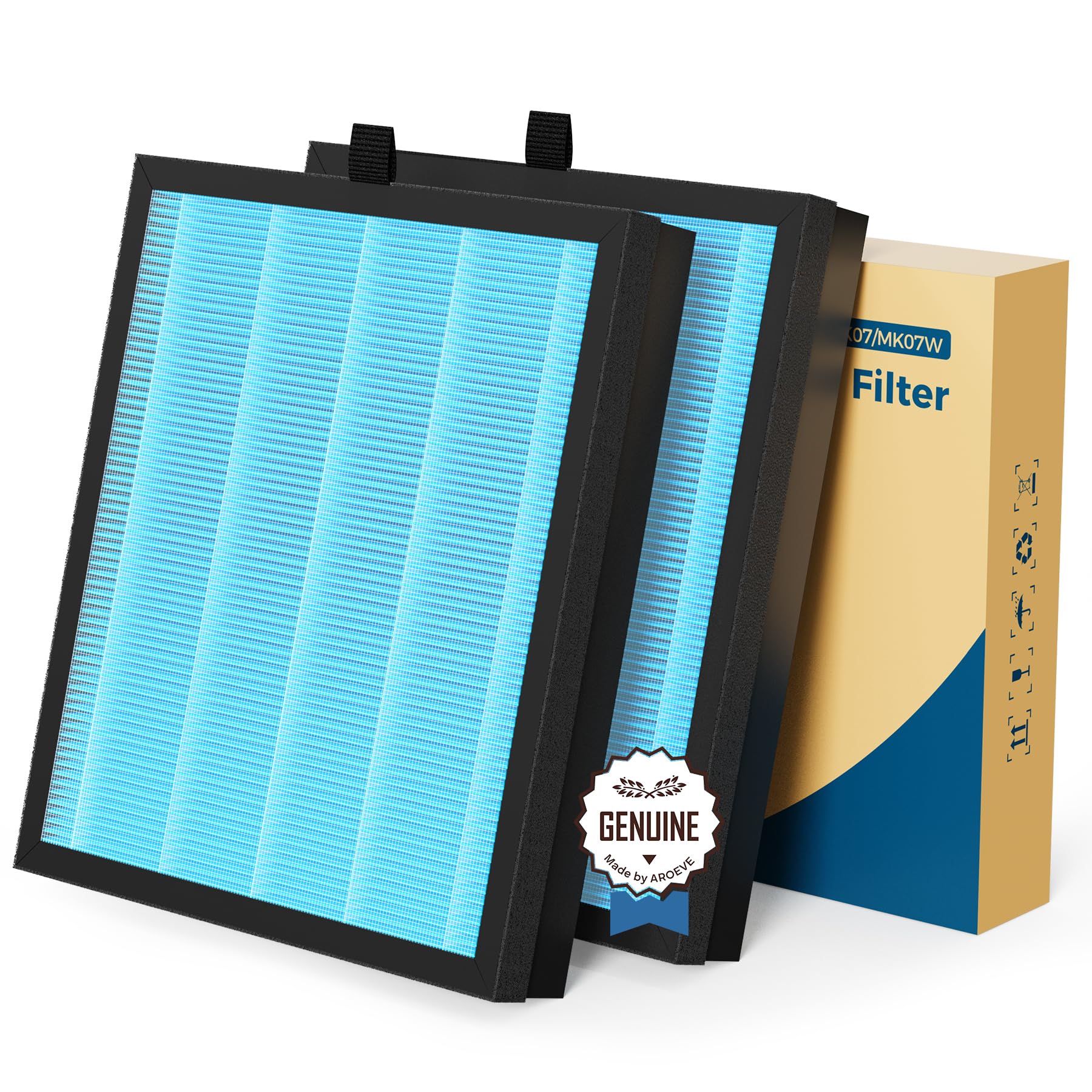 AROEVE MK07 Air Filter Replacement 4-in-1 Air Filter for Dust Pollen Lint Pet Dander Smoke (Blue)