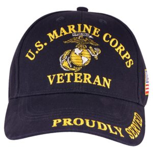 Trendy Zone 21 USMC Hat for Men and Women | Veteran Proudly Served Unisex Black US Marine Corps Cap, Officially Licensed Product | Semper Fi | Navy Blue