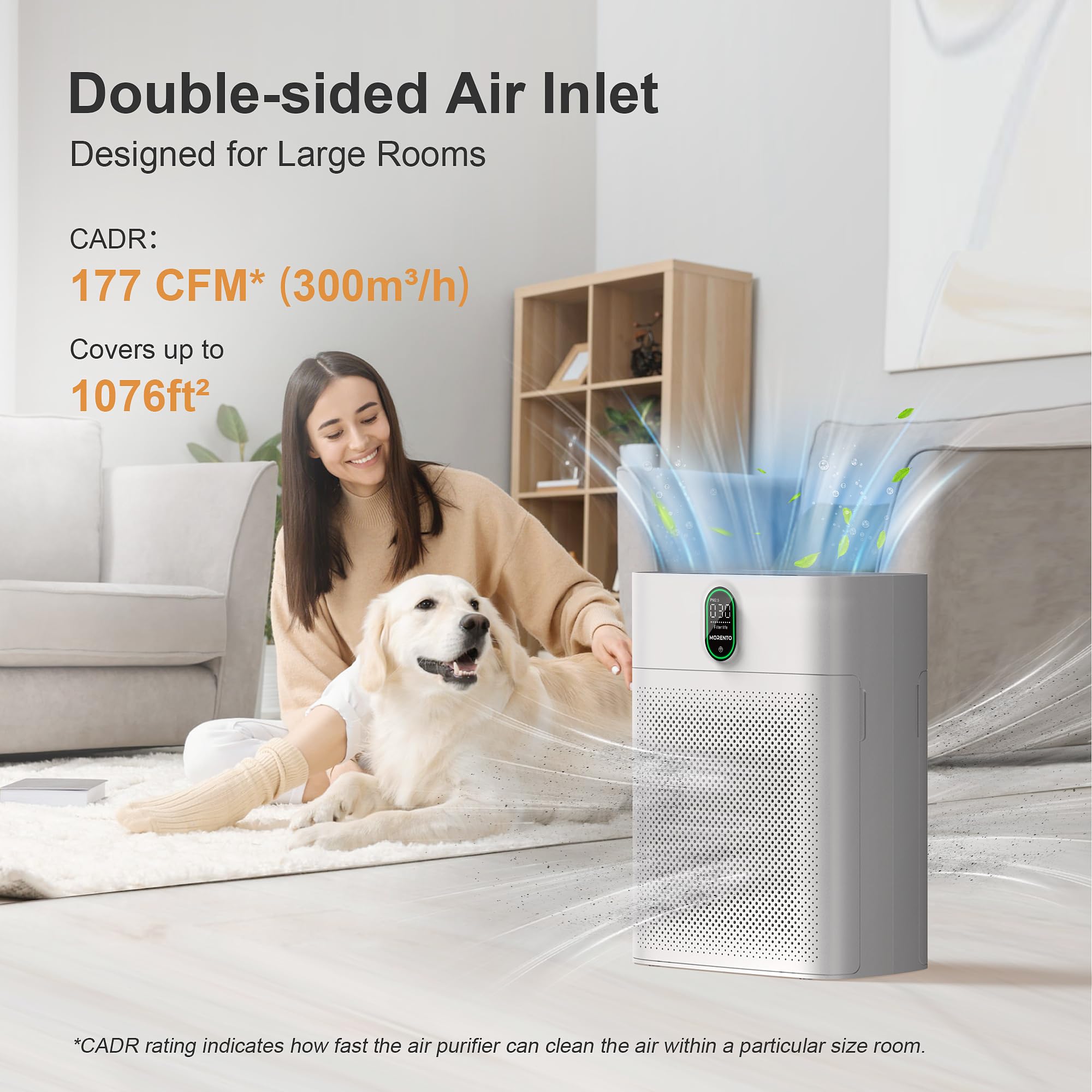 MORENTO Smart Air Purifier HY4866-WF Bundle with Enhanced Version Replacement Filter 4 Pack