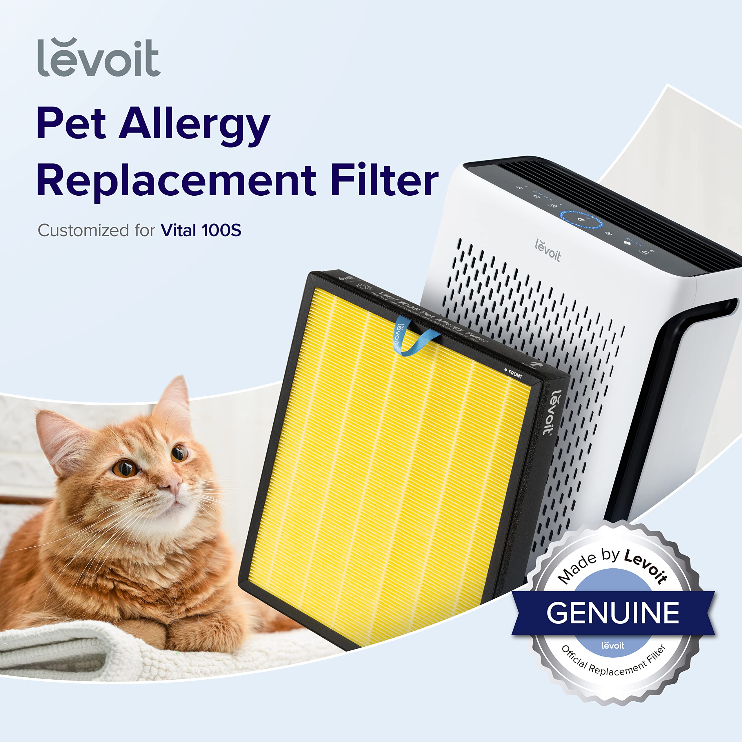 LEVOIT Air Purifiers for Home Large Room Bedroom Up to 1110 Ft² with Air Quality and Light Sensors & Vital 100S Pet Allergy Air Purifier Replacement