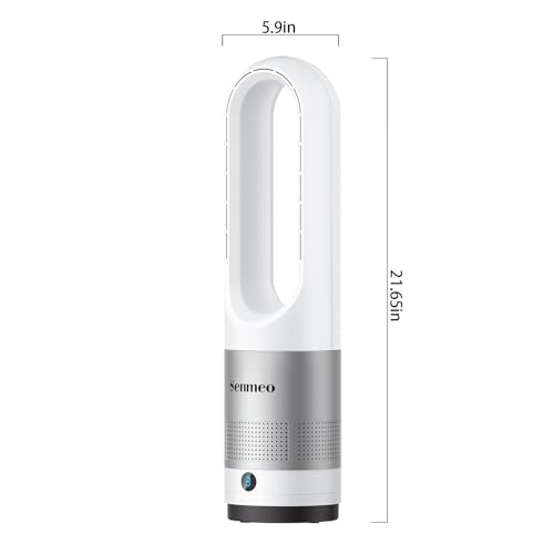 Senmeo Bladeless Fan for Bedroom, 22" Quiet Bladeless Tower Fan with Remote, 90° Oscillating, 8 Speeds, 9 Hour Timer, LED Display with Auto Off, Easy to Clean, Portable Standing Fan for Home, Office