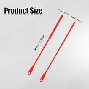 2pcs Silicone Straw Brushes, Extra Long Straw Cleaning Brush Reusable Travel Drinking Bottle Straw Cleaner Bendable Crevice Brush Pipe Cleaners for Smoothie Straw Washing, Red (6mm+8mm)