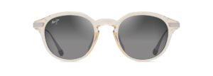 maui jim momi round sunglasses, shiny trans yellow w/silver/neutral grey polarized, large