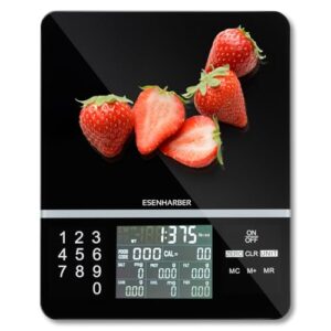 food scale with nutritional calculator, digital display nutrition calorie calculating for meal prep, kitchen, baking, weight loss, accurate weighing units in lbs, grams, ounces, batteries included