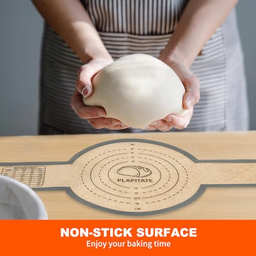 PLAPITATE Silicone Bread Sling for Dutch Oven Liners, Non Stick 2 PCS, Easy Clean Reusable Silicone Bread Baking Mat with Long Handles, Easy to Transfer Sourdough Bread