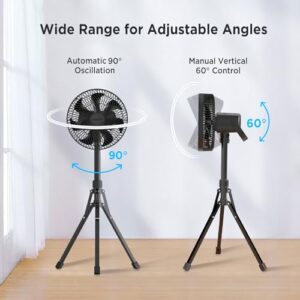 Marchpower 10in Outdoor Standing Fan, Foldable Camping Fan with Detachable Tripod 10000mAh Rechargeable Travel Fan with Remote Quiet Oscillating Fan Adjustable Height Pedestal Floor Fan for Home