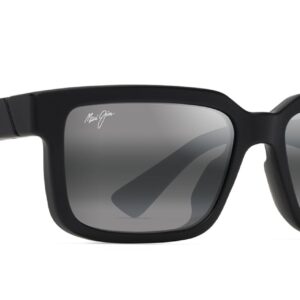 Maui Jim Hiapo AF Rectangle Sunglasses, Matte Black/Neutral Grey Polarized, Extra Large