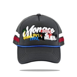 gcbalaclava monaco grand prix 1992 racing premium trucker hat fishing bass trendy car mesh hat automotive usa baseball hat grey