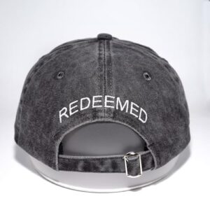 Giavuwn Christian Redeemed Cross Nails Hats for Men Women, Vintage Cotton Embroidered Front & Back Adjustable Baseball Cap Black